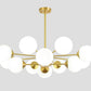 Post-Modern Metal Hanging Chandelier Light Opal Glass Shade Ceiling Chandelier in Gold for Living Room Clearhalo 'Ceiling Lights' 'Chandeliers' Lighting' 2629558