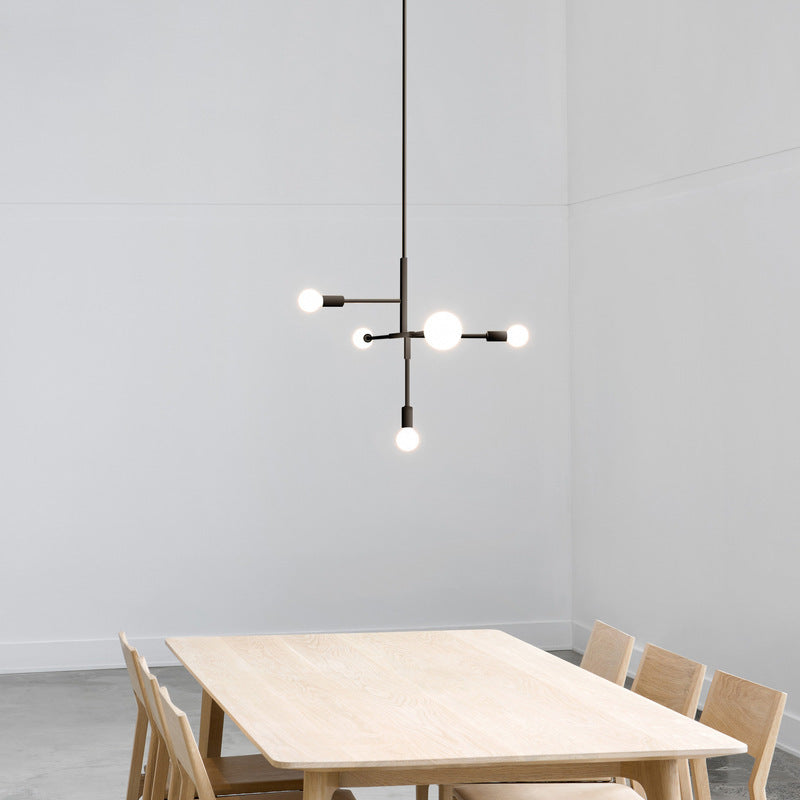 Modern Minimalist Linear Chandelier Light Fixture Molecular White Glass 5 Light Ceiling Chandelier Black Clearhalo 'Ceiling Lights' 'Chandeliers' Lighting' 2629575