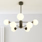 Black Metal Hanging Chandelier Light Modern Opal Glass Shade Ceiling Chandelier for Living Room Clearhalo 'Ceiling Lights' 'Chandeliers' Lighting' 2629598