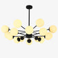 Black Metal Hanging Chandelier Light Modern Opal Glass Shade Ceiling Chandelier for Living Room 16 Black Clearhalo 'Ceiling Lights' 'Chandeliers' Lighting' 2629600