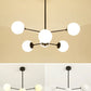 Black Metal Hanging Chandelier Light Modern Opal Glass Shade Ceiling Chandelier for Living Room Clearhalo 'Ceiling Lights' 'Chandeliers' Lighting' 2629601