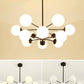 Black Metal Hanging Chandelier Light Modern Opal Glass Shade Ceiling Chandelier for Living Room Clearhalo 'Ceiling Lights' 'Chandeliers' Lighting' 2629603