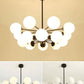 Black Metal Hanging Chandelier Light Modern Opal Glass Shade Ceiling Chandelier for Living Room Clearhalo 'Ceiling Lights' 'Chandeliers' Lighting' 2629604