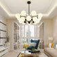 Black Metal Hanging Chandelier Light Modern Opal Glass Shade Ceiling Chandelier for Living Room Clearhalo 'Ceiling Lights' 'Chandeliers' Lighting' 2629608