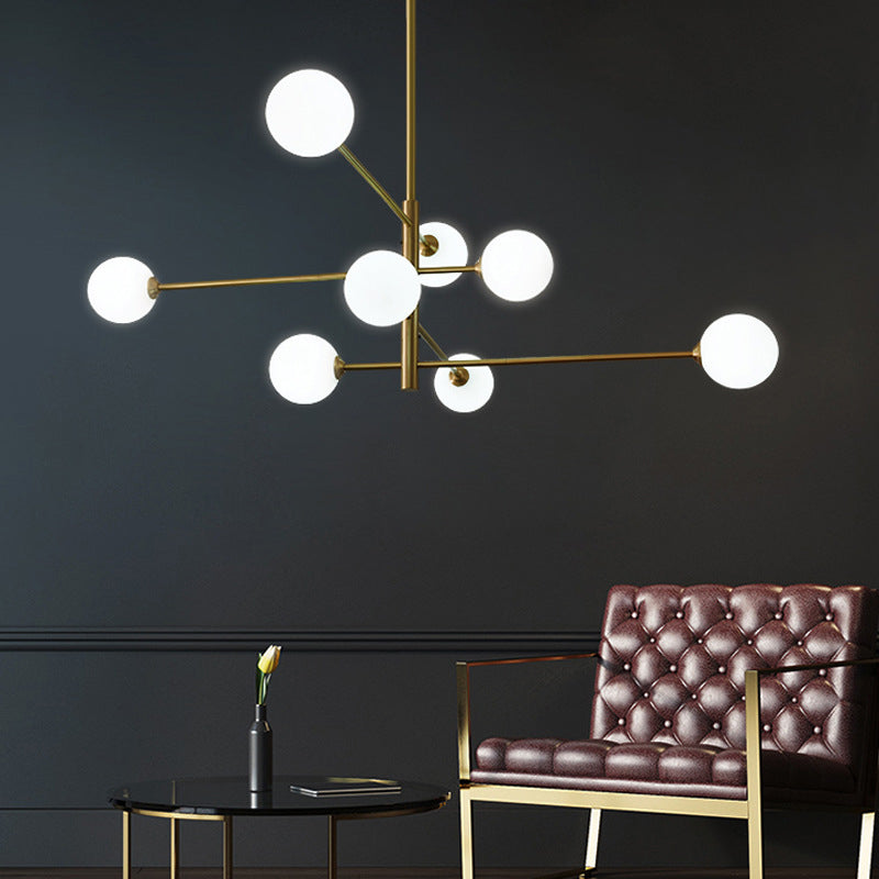 Post-Modern Metal Hanging Chandelier Light Glass Shade Ceiling Chandelier in Gold for Living Room Clearhalo 'Ceiling Lights' 'Chandeliers' Lighting' options 2629609