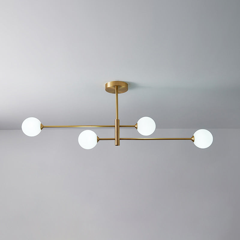Post-Modern Metal Hanging Chandelier Light Glass Shade Ceiling Chandelier in Gold for Living Room Clearhalo 'Ceiling Lights' 'Chandeliers' Lighting' options 2629610