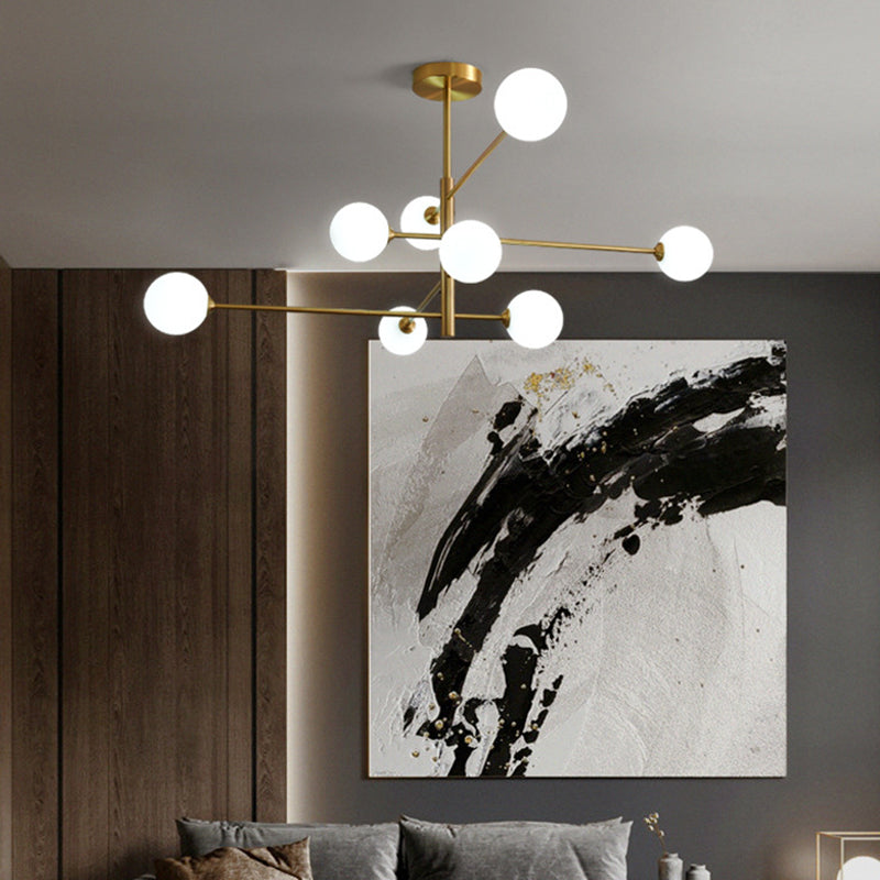 Post-Modern Metal Hanging Chandelier Light Glass Shade Ceiling Chandelier in Gold for Living Room Clearhalo 'Ceiling Lights' 'Chandeliers' Lighting' options 2629612