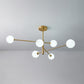 Post-Modern Metal Hanging Chandelier Light Glass Shade Ceiling Chandelier in Gold for Living Room 6 Cream Clearhalo 'Ceiling Lights' 'Chandeliers' Lighting' options 2629613_73622823-c388-4e58-a47f-6adc97e8e512