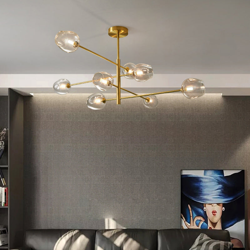 Post-Modern Metal Hanging Chandelier Light Glass Shade Ceiling Chandelier in Gold for Living Room Clearhalo 'Ceiling Lights' 'Chandeliers' Lighting' options 2629614
