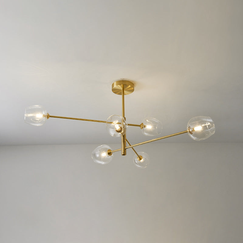 Post-Modern Metal Hanging Chandelier Light Glass Shade Ceiling Chandelier in Gold for Living Room 6 Clear Clearhalo 'Ceiling Lights' 'Chandeliers' Lighting' options 2629615_e368f39b-b1b9-4015-80a3-4d005febb552