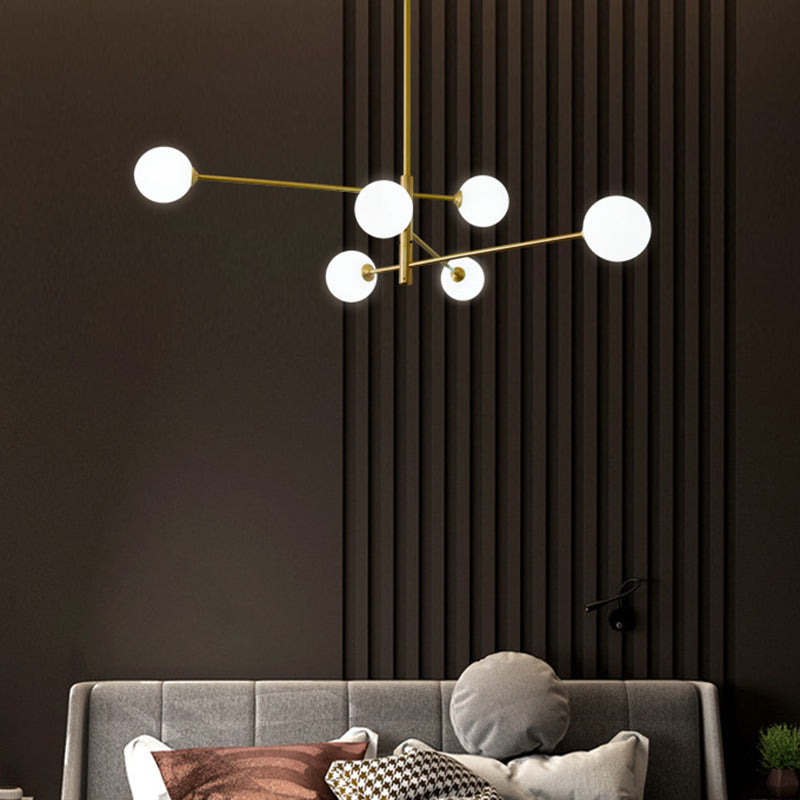 Post-Modern Metal Hanging Chandelier Light Glass Shade Ceiling Chandelier in Gold for Living Room Clearhalo 'Ceiling Lights' 'Chandeliers' Lighting' options 2629616
