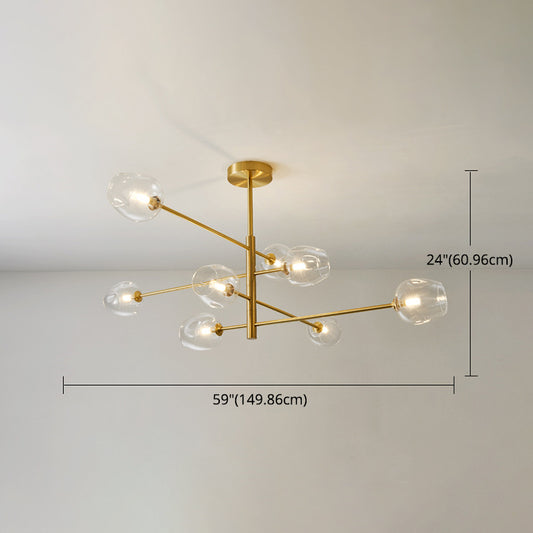 Post-Modern Metal Hanging Chandelier Light Glass Shade Ceiling Chandelier in Gold for Living Room Clearhalo 'Ceiling Lights' 'Chandeliers' Lighting' options 2629619