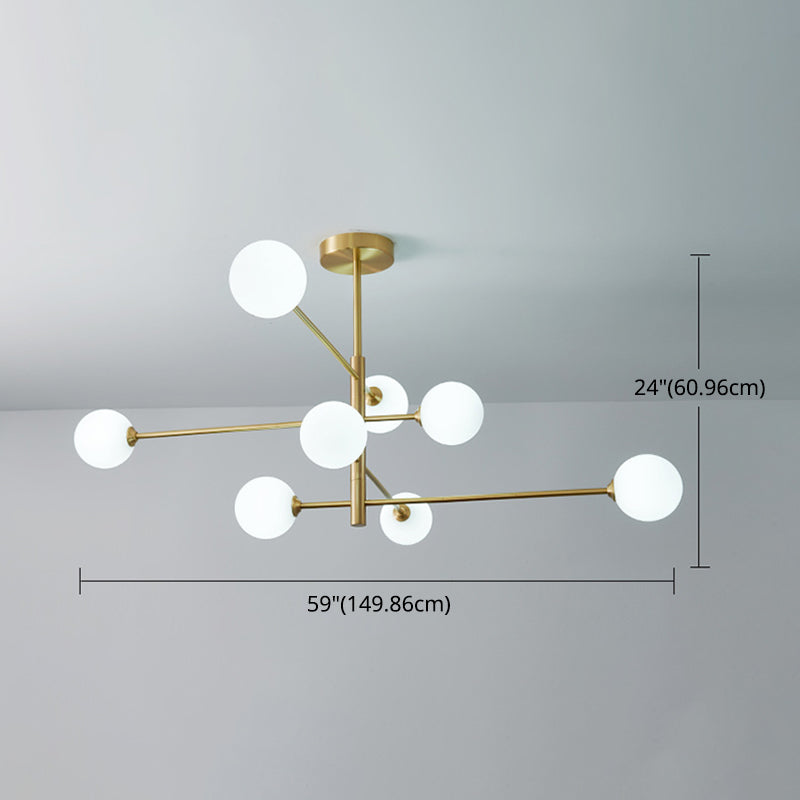 Post-Modern Metal Hanging Chandelier Light Glass Shade Ceiling Chandelier in Gold for Living Room Clearhalo 'Ceiling Lights' 'Chandeliers' Lighting' options 2629621