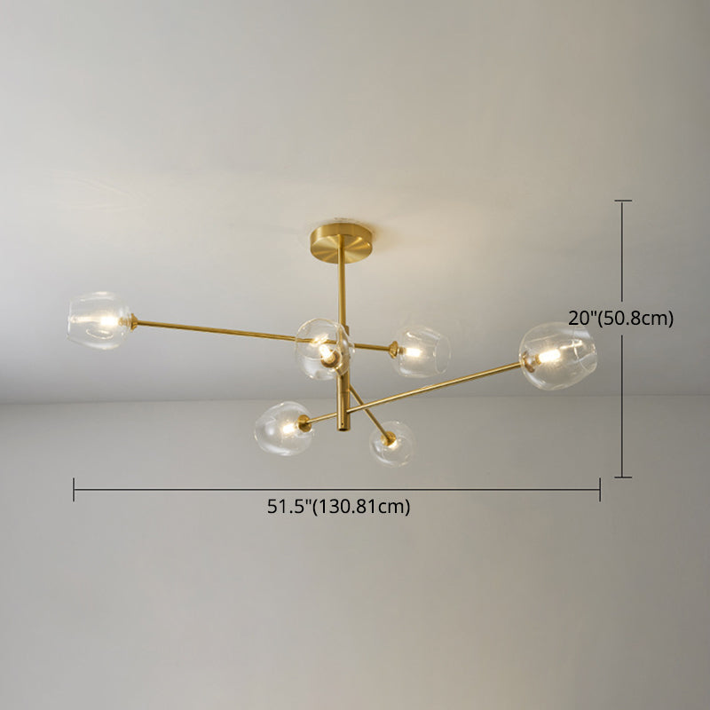 Post-Modern Metal Hanging Chandelier Light Glass Shade Ceiling Chandelier in Gold for Living Room Clearhalo 'Ceiling Lights' 'Chandeliers' Lighting' options 2629622