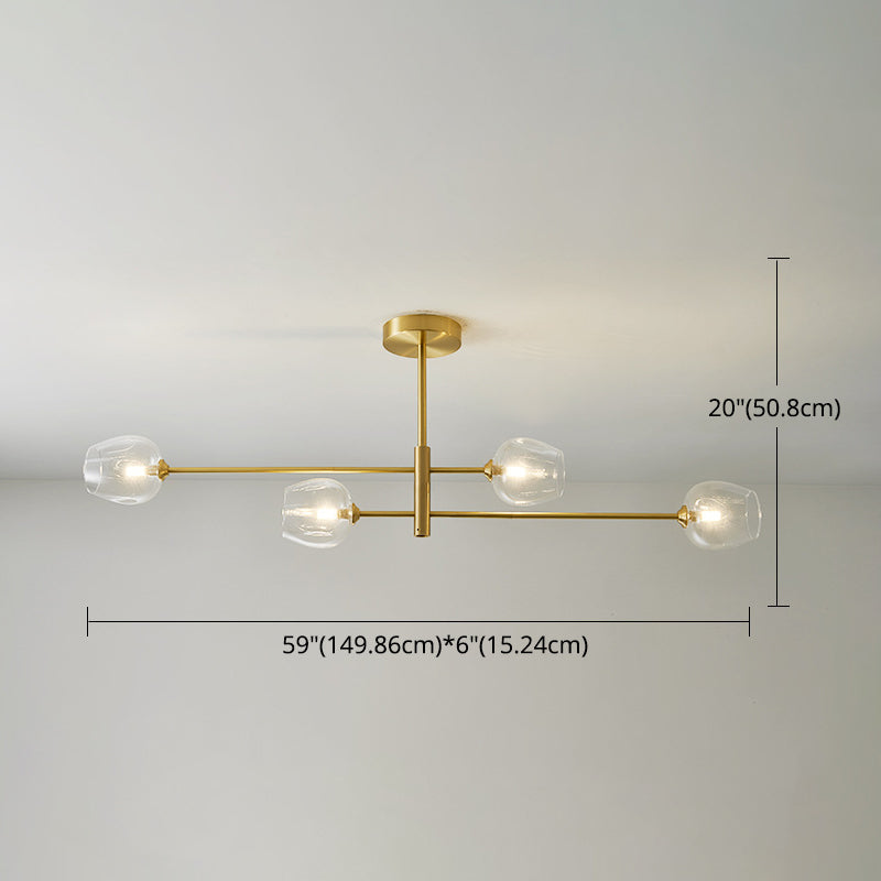 Post-Modern Metal Hanging Chandelier Light Glass Shade Ceiling Chandelier in Gold for Living Room Clearhalo 'Ceiling Lights' 'Chandeliers' Lighting' options 2629624