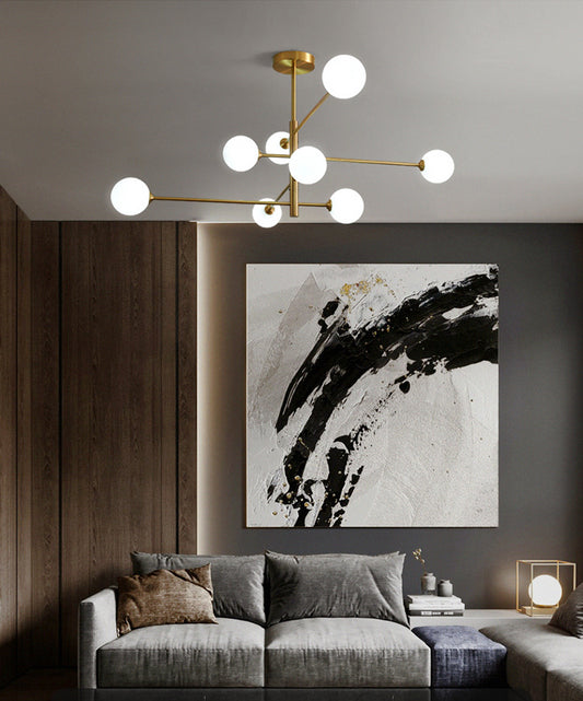 Post-Modern Metal Hanging Chandelier Light Glass Shade Ceiling Chandelier in Gold for Living Room Clearhalo 'Ceiling Lights' 'Chandeliers' Lighting' options 2629630