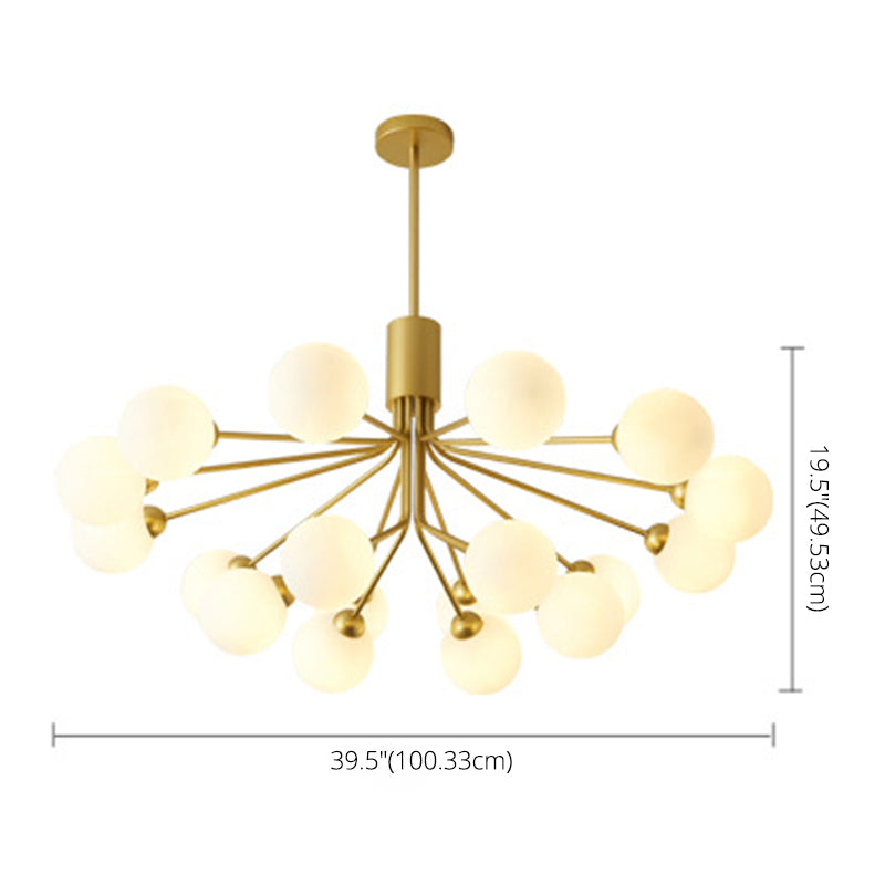 Post-Modern Starburst Hanging Chandelier Light Opal Glass Shade Ceiling Chandelier in Gold for Living Room Clearhalo 'Ceiling Lights' 'Chandeliers' Lighting' options 2629638