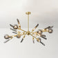 Post-Modern Metal Starburst Hanging Chandelier Light Glass Shade Ceiling Chandelier for Living Room Clearhalo 'Ceiling Lights' 'Chandeliers' Lighting' options 2629679