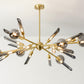 Post-Modern Metal Starburst Hanging Chandelier Light Glass Shade Ceiling Chandelier for Living Room Clearhalo 'Ceiling Lights' 'Chandeliers' Lighting' options 2629694