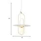 Brass Oval Frame Pendant Light Fixture Contemporary 1 Head Metal Suspension Light with Disc Glass Shade Clearhalo 'Ceiling Lights' 'Glass shade' 'Glass' 'Modern Pendants' 'Modern' 'Pendant Lights' 'Pendants' Lighting' 262971