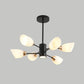 Modern Starburst Hanging Chandelier Light White Glass Shade Ceiling Chandelier for Living Room 6 Black Clearhalo 'Ceiling Lights' 'Chandeliers' Lighting' options 2629719_9029a790-9b8c-45b9-aa76-a7ee9b3729c1