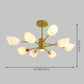 Modern Starburst Hanging Chandelier Light White Glass Shade Ceiling Chandelier for Living Room Clearhalo 'Ceiling Lights' 'Chandeliers' Lighting' options 2629731