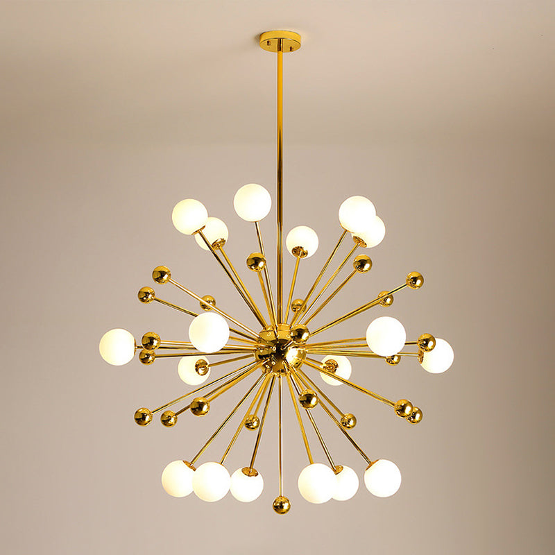 Post-Modern Starburst Metal Hanging Chandelier Light Glass Shade Ceiling Chandelier in Gold for Living Room Clearhalo 'Ceiling Lights' 'Chandeliers' Lighting' 2629754