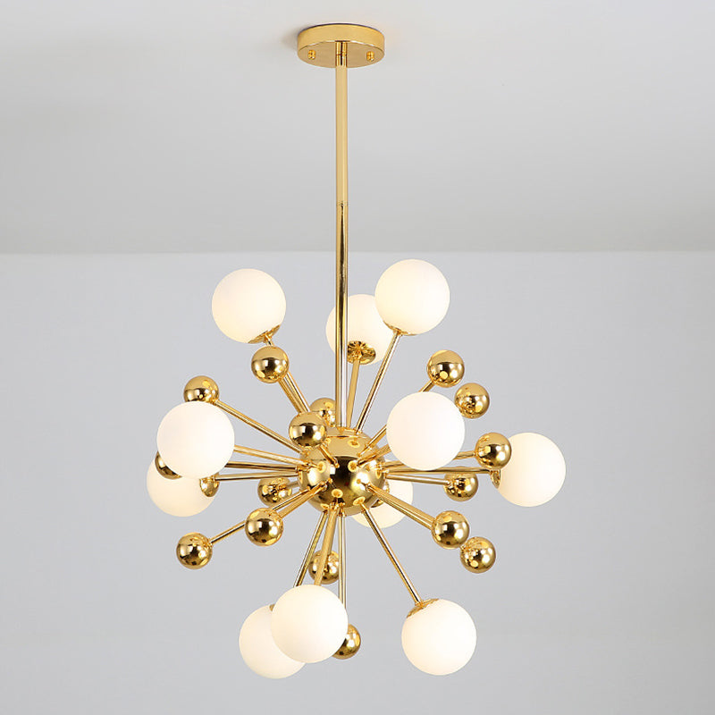 Post-Modern Starburst Metal Hanging Chandelier Light Glass Shade Ceiling Chandelier in Gold for Living Room Clearhalo 'Ceiling Lights' 'Chandeliers' Lighting' 2629755
