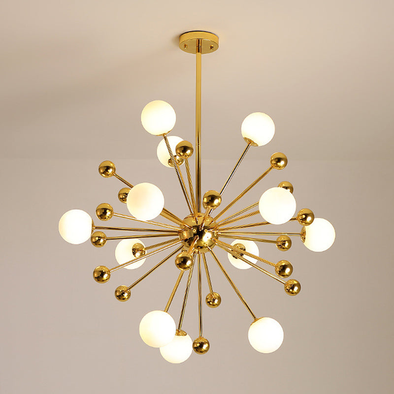 Post-Modern Starburst Metal Hanging Chandelier Light Glass Shade Ceiling Chandelier in Gold for Living Room Clearhalo 'Ceiling Lights' 'Chandeliers' Lighting' 2629756