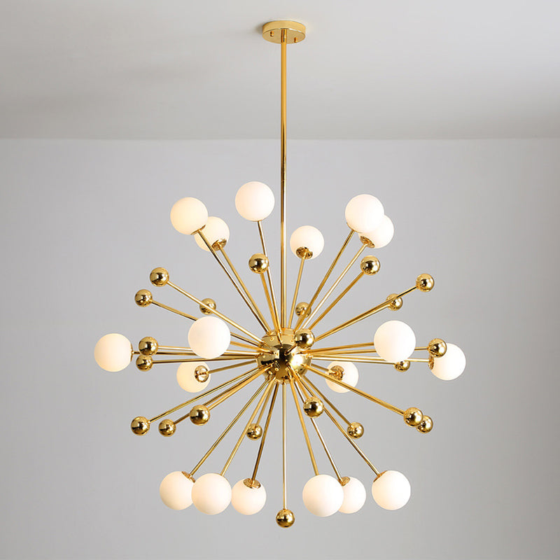 Post-Modern Starburst Metal Hanging Chandelier Light Glass Shade Ceiling Chandelier in Gold for Living Room Clearhalo 'Ceiling Lights' 'Chandeliers' Lighting' 2629758