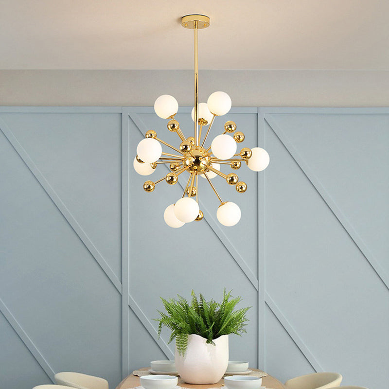 Post-Modern Starburst Metal Hanging Chandelier Light Glass Shade Ceiling Chandelier in Gold for Living Room Clearhalo 'Ceiling Lights' 'Chandeliers' Lighting' 2629760