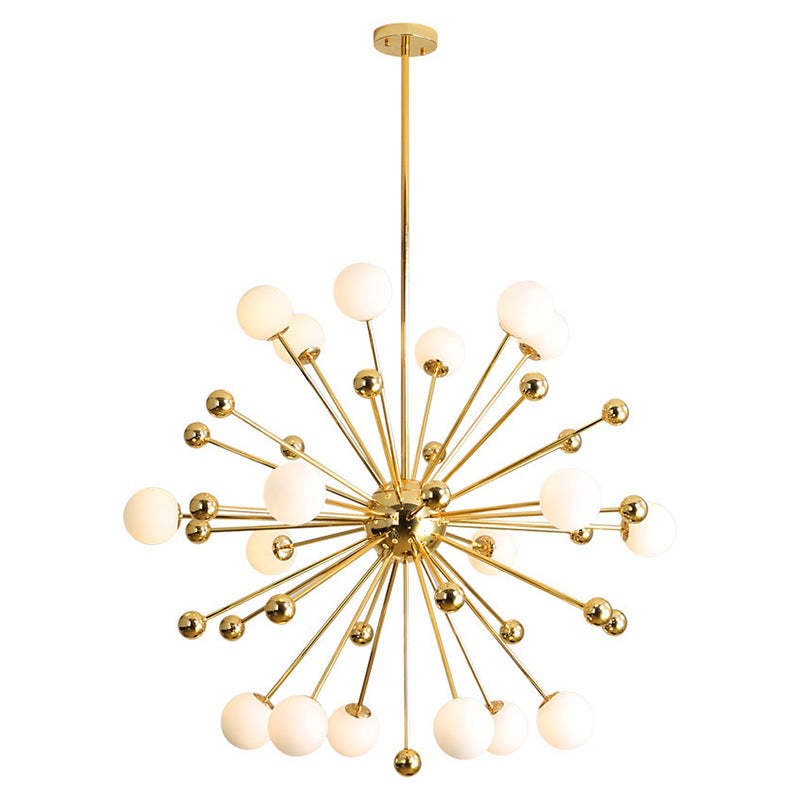 Post-Modern Starburst Metal Hanging Chandelier Light Glass Shade Ceiling Chandelier in Gold for Living Room Clearhalo 'Ceiling Lights' 'Chandeliers' Lighting' 2629761