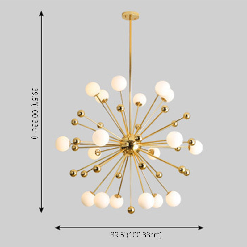 Post-Modern Starburst Metal Hanging Chandelier Light Glass Shade Ceiling Chandelier in Gold for Living Room Clearhalo 'Ceiling Lights' 'Chandeliers' Lighting' 2629762