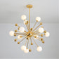 Post-Modern Starburst Metal Hanging Chandelier Light Glass Shade Ceiling Chandelier in Gold for Living Room Clearhalo 'Ceiling Lights' 'Chandeliers' Lighting' 2629766