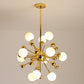 Post-Modern Starburst Metal Hanging Chandelier Light Glass Shade Ceiling Chandelier in Gold for Living Room Clearhalo 'Ceiling Lights' 'Chandeliers' Lighting' 2629767