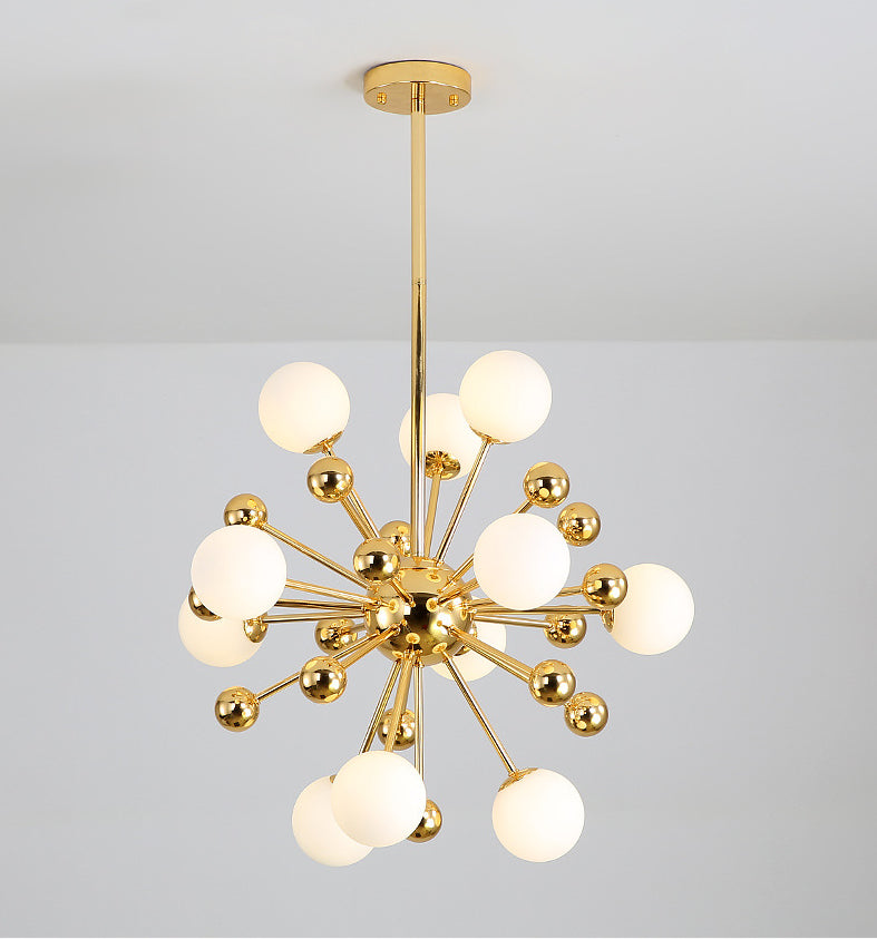 Post-Modern Starburst Metal Hanging Chandelier Light Glass Shade Ceiling Chandelier in Gold for Living Room Clearhalo 'Ceiling Lights' 'Chandeliers' Lighting' 2629768