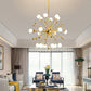 Post-Modern Starburst Metal Hanging Chandelier Light Glass Shade Ceiling Chandelier in Gold for Living Room Clearhalo 'Ceiling Lights' 'Chandeliers' Lighting' 2629771