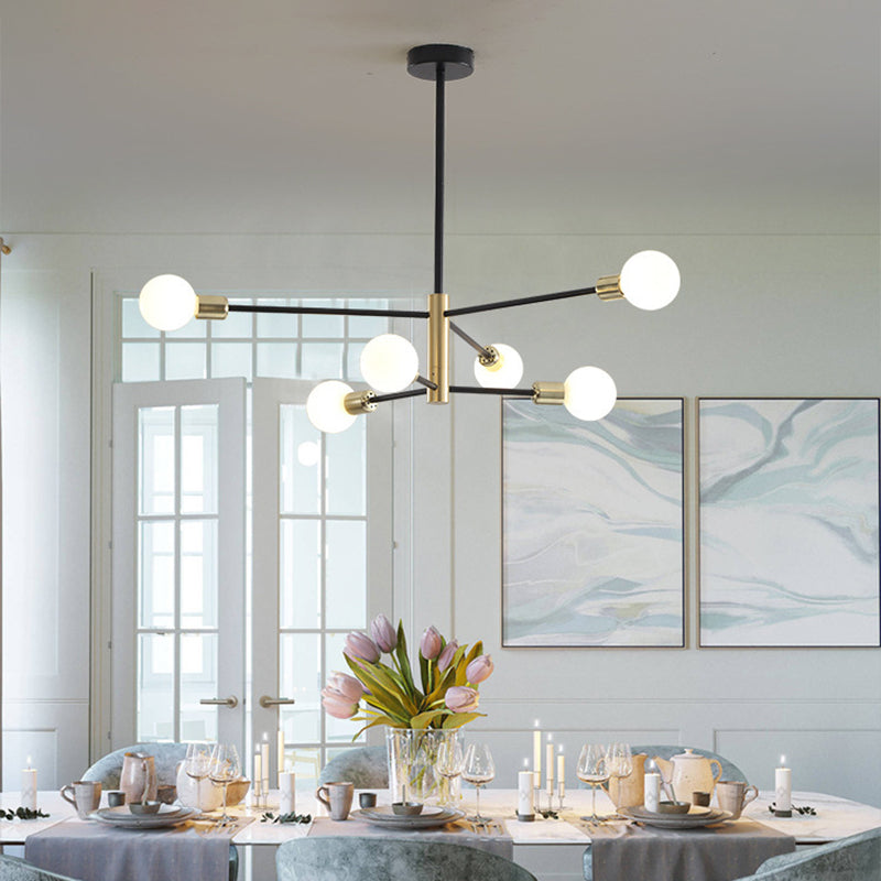 Black Molecular Chandelier Lighting Modern Sphere Glass Hanging Pendant Light for Living Room Clearhalo 'Ceiling Lights' 'Chandeliers' Lighting' options 2629790