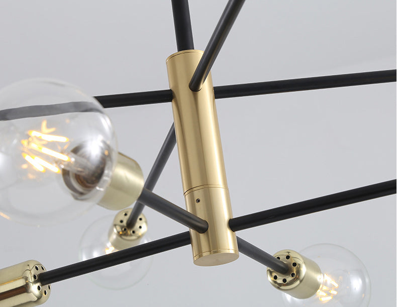 Black Molecular Chandelier Lighting Modern Sphere Glass Hanging Pendant Light for Living Room Clearhalo 'Ceiling Lights' 'Chandeliers' Lighting' options 2629798