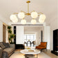 Post-Modern Minimalist Chandelier Light Fixture Spherical White Glass Ceiling Chandelier for Living Room Clearhalo 'Ceiling Lights' 'Chandeliers' Lighting' options 2629815