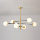 Post-Modern Hanging Chandelier Light Satin Opal Glass Ceiling Chandelier in Gold for Living Room Clearhalo 'Ceiling Lights' 'Chandeliers' Lighting' options 2629819
