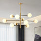 Post-Modern Hanging Chandelier Light Satin Opal Glass Ceiling Chandelier in Gold for Living Room Clearhalo 'Ceiling Lights' 'Chandeliers' Lighting' options 2629823
