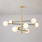 Post-Modern Hanging Chandelier Light Satin Opal Glass Ceiling Chandelier in Gold for Living Room Clearhalo 'Ceiling Lights' 'Chandeliers' Lighting' options 2629824