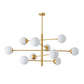 Post-Modern Hanging Chandelier Light Satin Opal Glass Ceiling Chandelier in Gold for Living Room Clearhalo 'Ceiling Lights' 'Chandeliers' Lighting' options 2629826