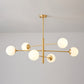 Post-Modern Hanging Chandelier Light Satin Opal Glass Ceiling Chandelier in Gold for Living Room Clearhalo 'Ceiling Lights' 'Chandeliers' Lighting' options 2629829