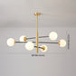 Post-Modern Hanging Chandelier Light Satin Opal Glass Ceiling Chandelier in Gold for Living Room Clearhalo 'Ceiling Lights' 'Chandeliers' Lighting' options 2629830