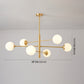 Post-Modern Hanging Chandelier Light Satin Opal Glass Ceiling Chandelier in Gold for Living Room Clearhalo 'Ceiling Lights' 'Chandeliers' Lighting' options 2629831