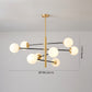Post-Modern Hanging Chandelier Light Satin Opal Glass Ceiling Chandelier in Gold for Living Room Clearhalo 'Ceiling Lights' 'Chandeliers' Lighting' options 2629833