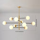 Post-Modern Hanging Chandelier Light Satin Opal Glass Ceiling Chandelier in Gold for Living Room Clearhalo 'Ceiling Lights' 'Chandeliers' Lighting' options 2629834