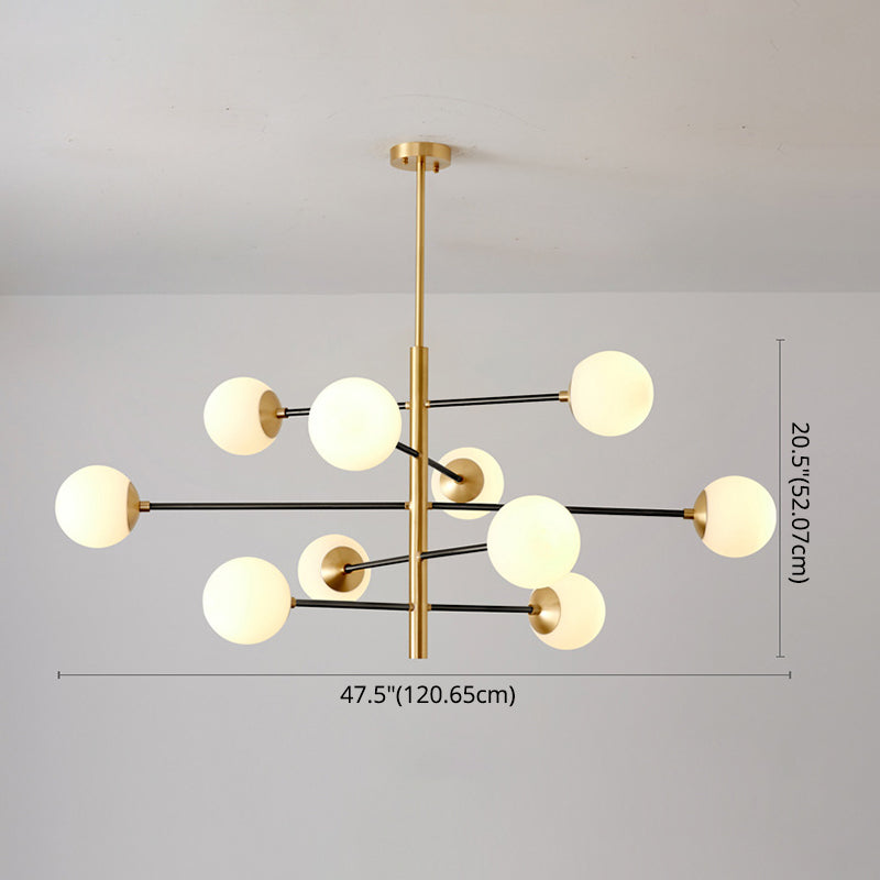 Post-Modern Hanging Chandelier Light Satin Opal Glass Ceiling Chandelier in Gold for Living Room Clearhalo 'Ceiling Lights' 'Chandeliers' Lighting' options 2629834